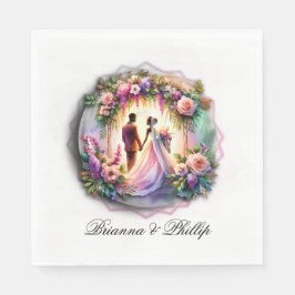 A Bride and Groom Moonlight Floral Wedding  Pappersservett
