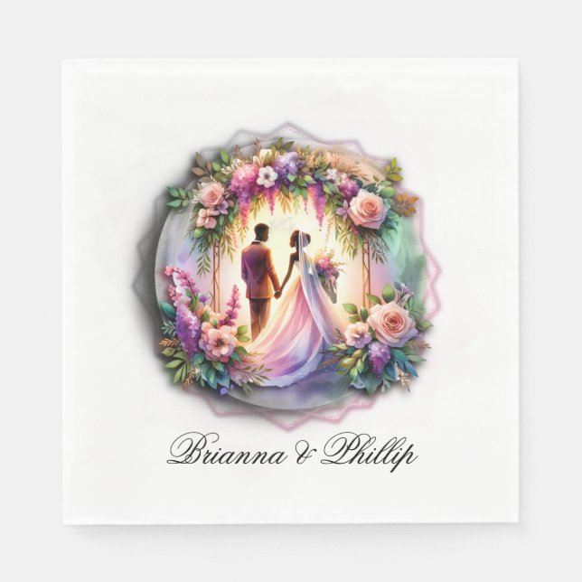 A Bride and Groom Moonlight Floral Wedding  Pappersservett (Framsidan)