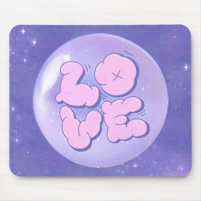 A Bright Bold mouse pad with a purple love design Musmatta (Framsidan)