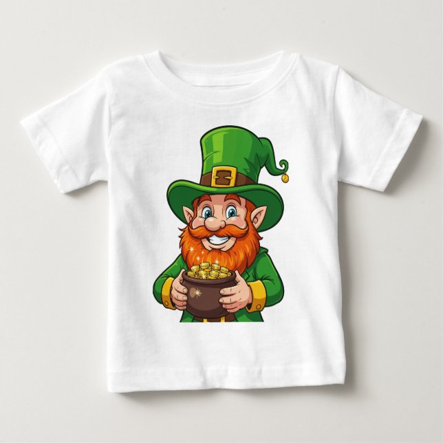 A Bright Cheerful Cartoon Leprechaun T Shirt (Framsida)