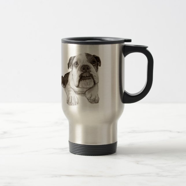A Brindle Bulldog Puppy Resemugg (Höger)