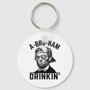 A-bro-ham Drinkin American Funny 4:e juli Abe L Nyckelring