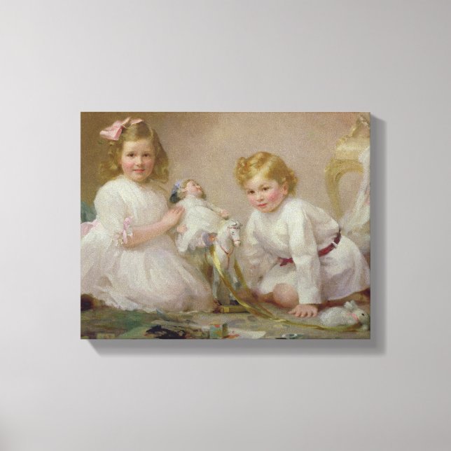 A Brother and Sister Spela, 1915 Canvastryck (Framsida)