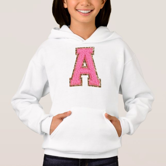 A - Bubblegum Glitter Varsity Brev Patches T Shirt (Framsida)