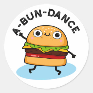 A-bun-dansfunny Dancing Burger Pun Runt Klistermärke