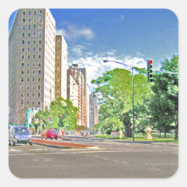 A Busy Chicago Aftermiddag Fyrkantigt Klistermärke