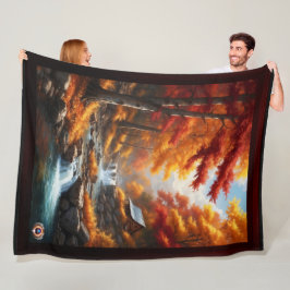 A Cabin Hösten Skogen AI Concept Art av Xzendor7 Fleecefilt