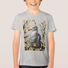 A California Gull and Sego Lily Flowers T Shirt