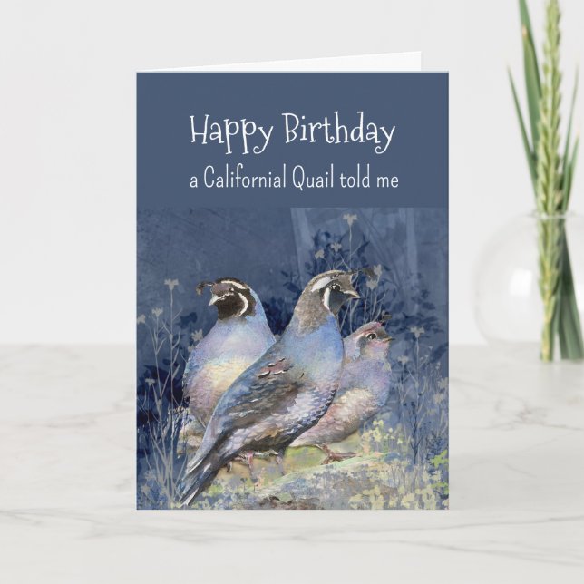 A California Quail Personality Birthday Roligt Bir Kort (Framsida)