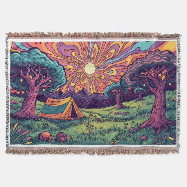 A camping design throw blanket filt (Framsidan)
