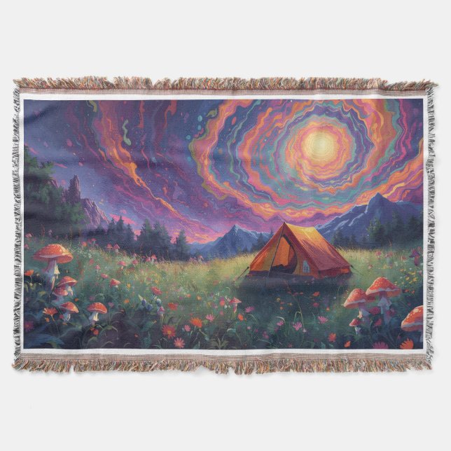 A camping scene throw blanket  filt (Framsidan)