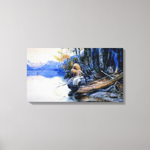 A Campsite by the Sjö by Charles M Russell Canvastryck
