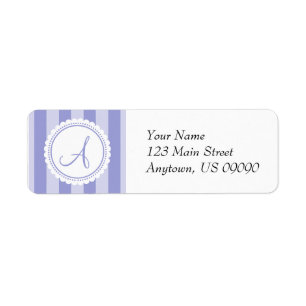 A Candy Striper Monogram-Adressetiketter (Lila) Returadress Etikett