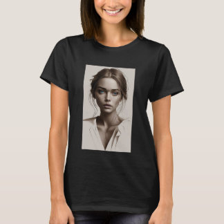 a captivate minimalist portrait of young woman  t shirt