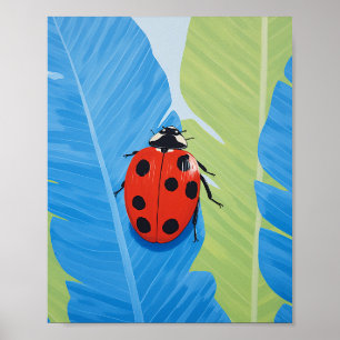 A Captivative Blue and Red Ladybug Poster