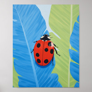 A Captivative Blue and Red Ladybug Poster