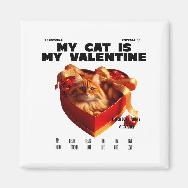 A Cat In The Box Therapy Happy Valentine Day Funny Magnet (Framsidan)