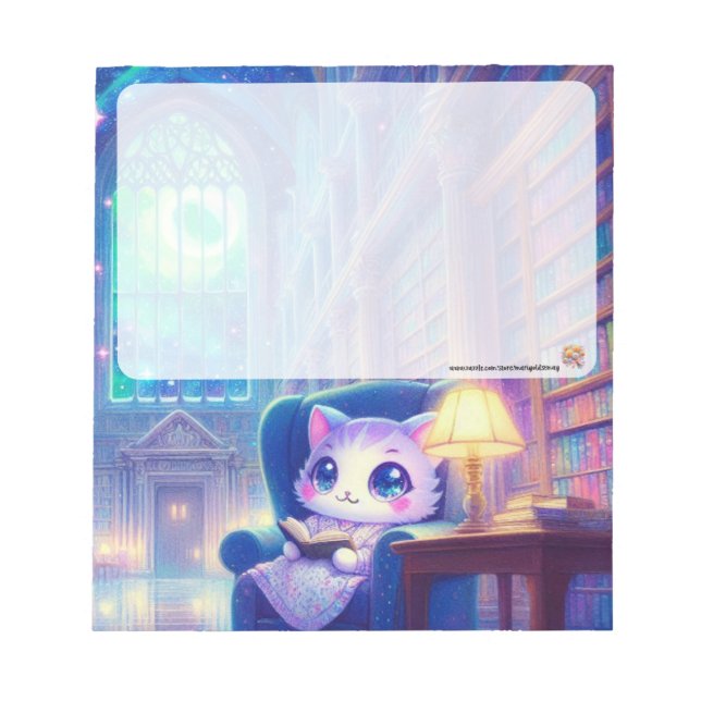 A Cat in the Library Notepad Anteckningsblock (Framsida)