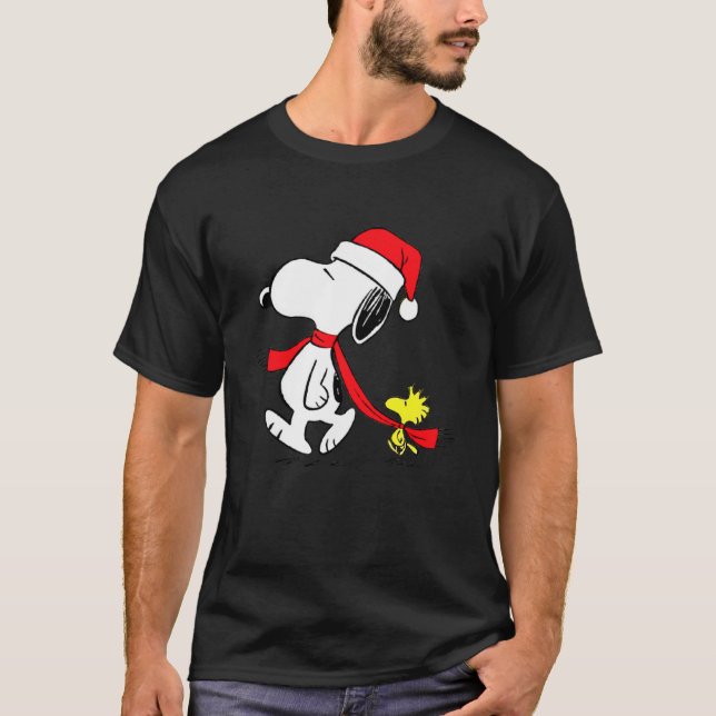 a charlie christmas 2019 brun snopy wodstock nata t shirt (Framsida)