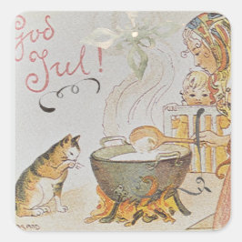 A charming Scandinavian winter scene Tack Kort Fyrkantigt Klistermärke