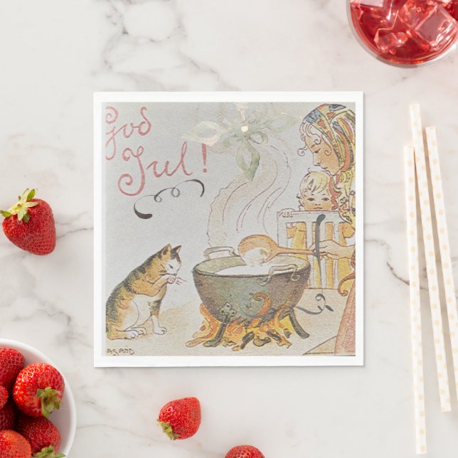 A charming Scandinavian winter scene  Tack Kort Pappersservett (Insitu)