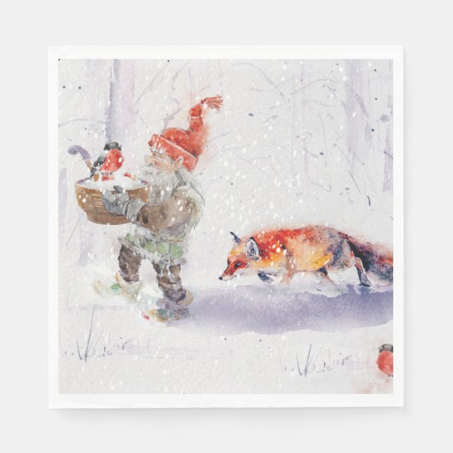 A charming Scandinavian winter scene  Tack Kort Pappersservett (Framsidan)