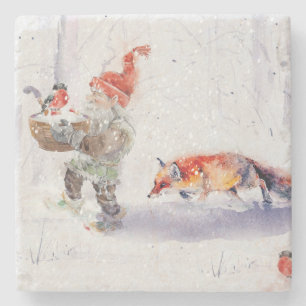 A charming Scandinavian winter scene Tack Kort Stenunderlägg