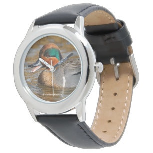 A Chatty Grönt-Winged Teal Anka vid dammen Armbandsur