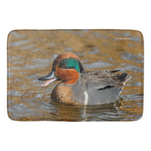 A Chatty Grönt-Winged Teal Anka vid dammen Badrumsmatta
