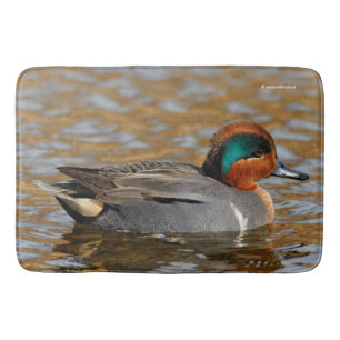 A Chatty Grönt-Winged Teal Anka vid dammen Badrumsmatta