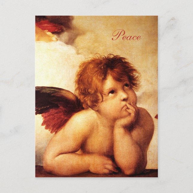 A Cherub, detaljer om Sistine Madonna - Raphael Vykort (Framsida)