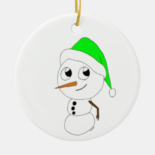 a chibi snögubbe julgransprydnad keramik