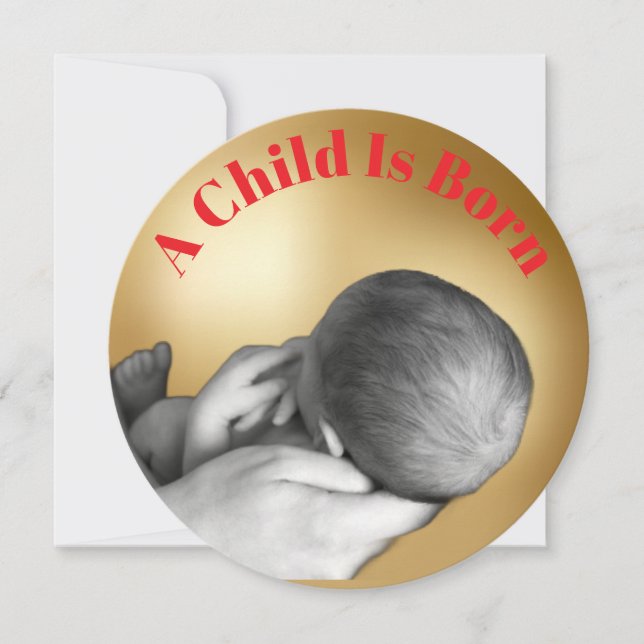 A Child Is Born Gold Holiday Card Julkort (Framsida)