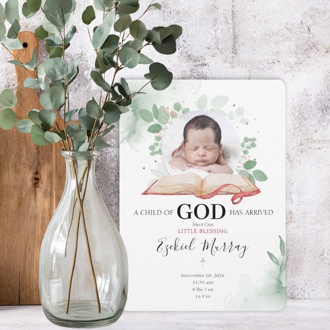A Child Of God Has Arrived Birth Announcement Card (Skapare uppladdad)
