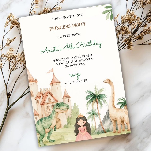 A children's party invitation with a princess inbjudningar (Skapare uppladdad)