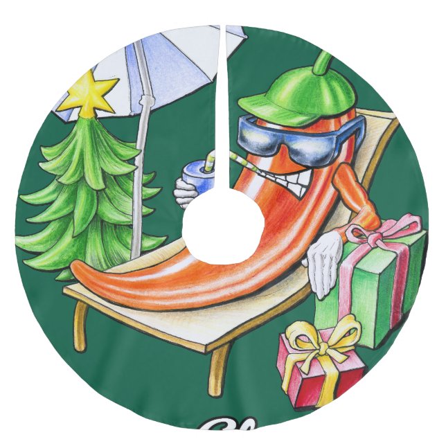 A Chili God jul under Sunshade och Träd Julgransmatta Borstad Polyester (Framsidan)
