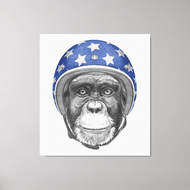 A Chimpanzee Motorcycle Rider Canvastryck (Framsida)