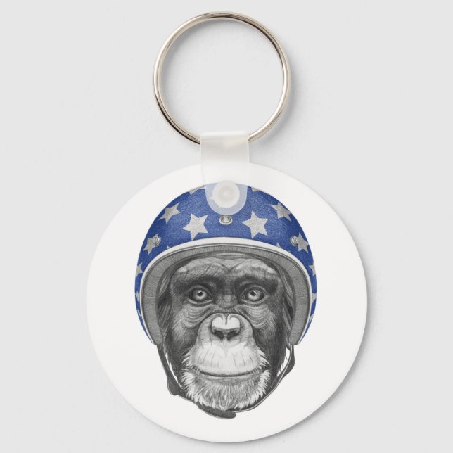 A Chimpanzee Motorcycle Rider Nyckelring (Framsida)