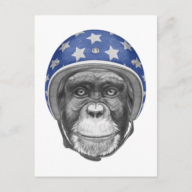 A Chimpanzee Motorcycle Rider Vykort (Framsida)