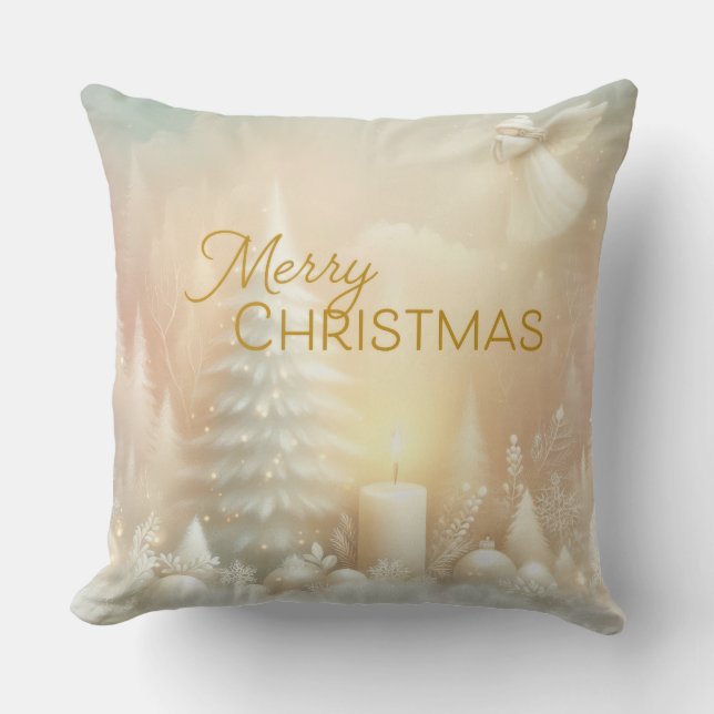 A Christmas Angel Fantasy Snowy Landscape Kudde (Framsida)