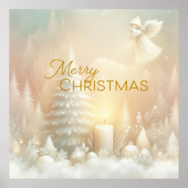 A Christmas Angel Fantasy Snowy Landscape Poster