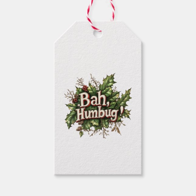 A Christmas Carol Bah Humbug Julpresentkort Presentetikett (Framsidan)