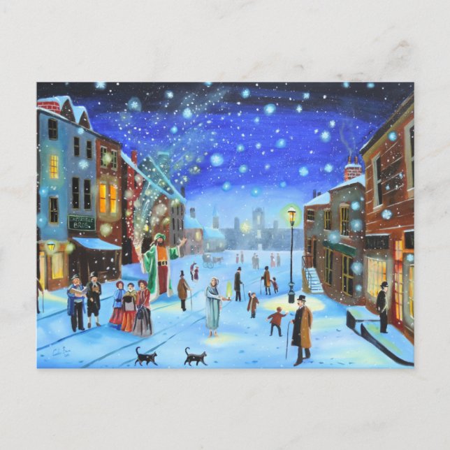 A Christmas Carol Scrooge Winter street scene Holi Helg Vykort (Framsida)