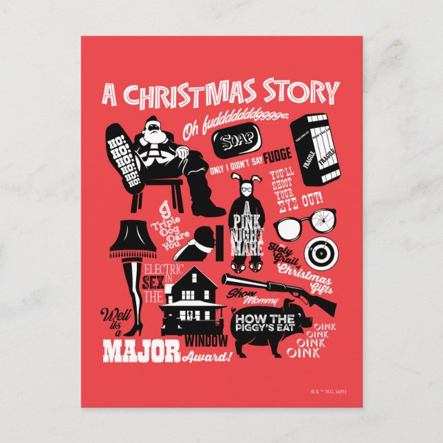 A Christmas Story Icons Graphic Helg Vykort (Framsida)