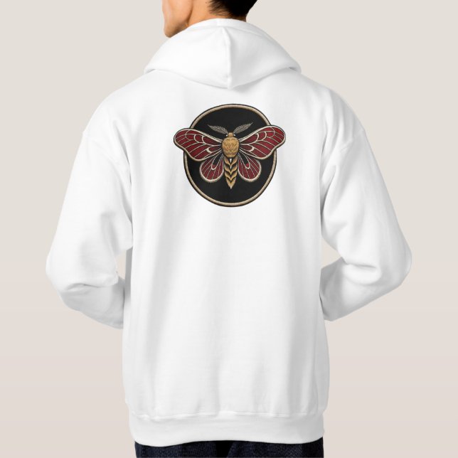 A circular gothic emblem featuring a large moth wi hoodie (Baksida)