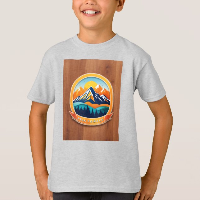 A circular t-shirt logo of serene mountain  (Framsida)