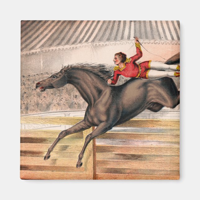 A Circus Performer Riding A Vaulting Horse Magnet (Framsidan)
