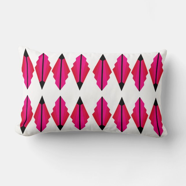 A Classic Art Deco Mönster i Deep Pinks Lumbarkudde (Framsida)