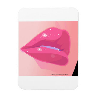 A close-up digital art of glossy pink lips adorned magnet