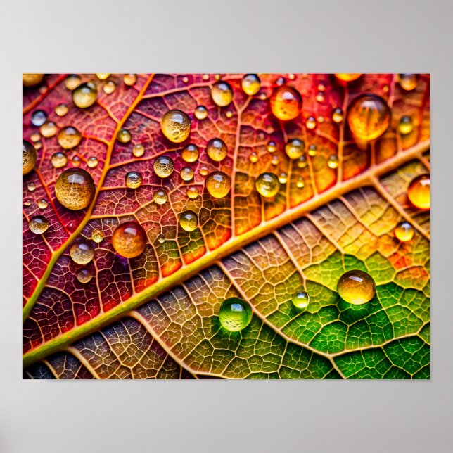 A close-up of a vibrant, textured leaf poster (Framsidan)